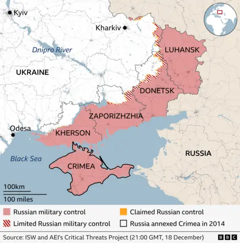 Map of eastern Ukraine highlighting the Donetsk region referenced in proposed demilitarised/free economic zones.