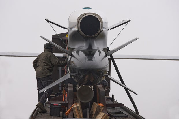 Ukrainian Fire Point 'Flamingo' missiles inspected during handover to the military in Ukraine on Dec. 4, 2025.