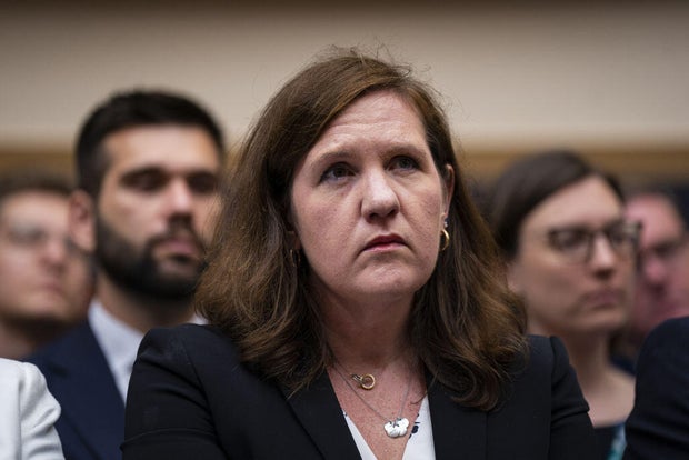 Rebecca Kelly Slaughter, an FTC commissioner, testifies during a House Judiciary Committee hearing in Washington, D.C., on July 13, 2023. (Al Drago/Bloomberg via Getty Images)
