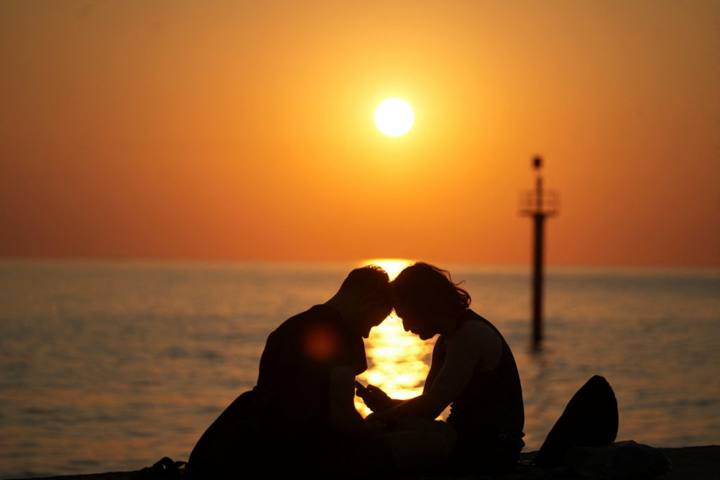 People battle soaring temperatures during a heatwave in Barcelona.
