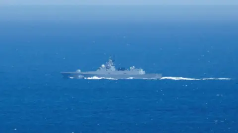 Russian frigate Admiral Gorshkov sailing in the Atlantic Ocean (Reuters)