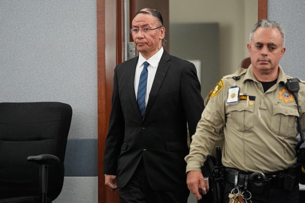 Nathan Chasing Horse returns to the courtroom during his trial in Las Vegas on Jan. 20, 2026.