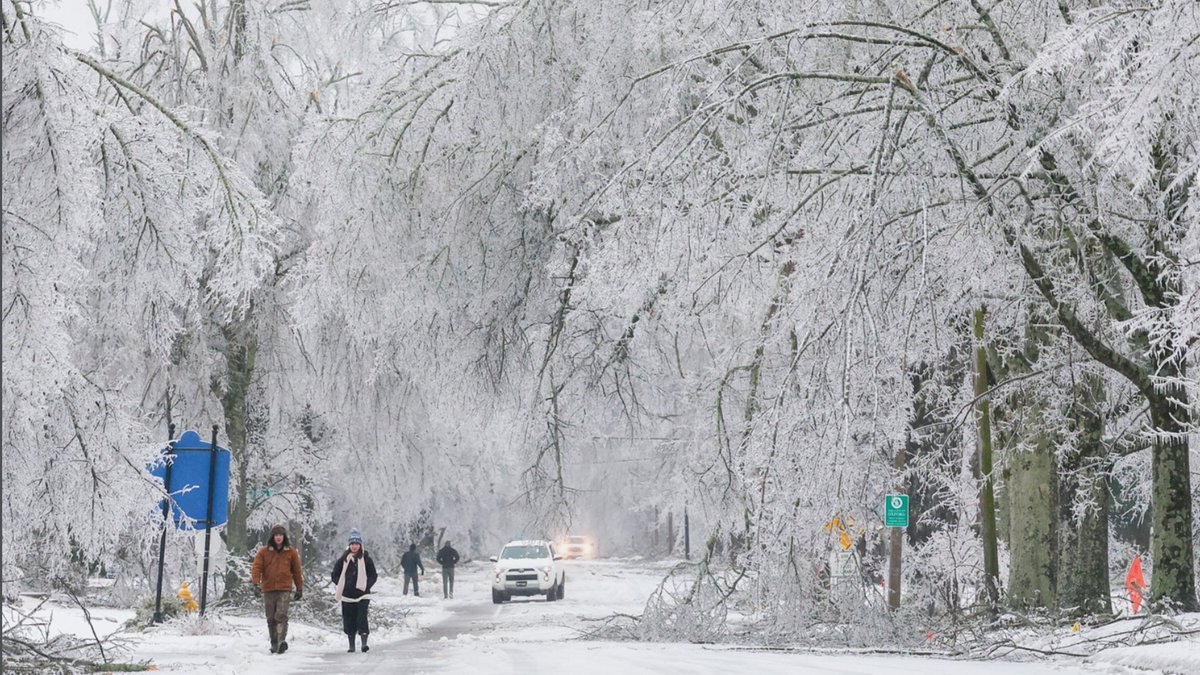 Icy winter storm conditions in the eastern U.S., shared by 29News Charlottesville on X