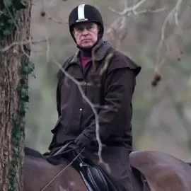 Andrew Mountbatten-Windsor rides a horse in Windsor Great Park, near Royal Lodge, on Monday - Reuters