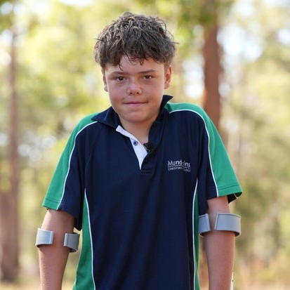 Austin Appelbee poses for a photo in Gidgegannup, Australia, Feb. 3, 2026, after the 13-year-old made an hourslong swim to raise an alarm after his family was swept out to sea off the Australian coast. - cbs