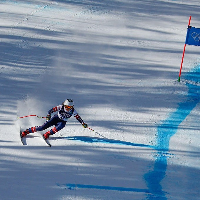 Breezy Johnson of Team USA in action during the Women's Downhill at the Milano Cortina 2026 Winter Olympics. - cbs