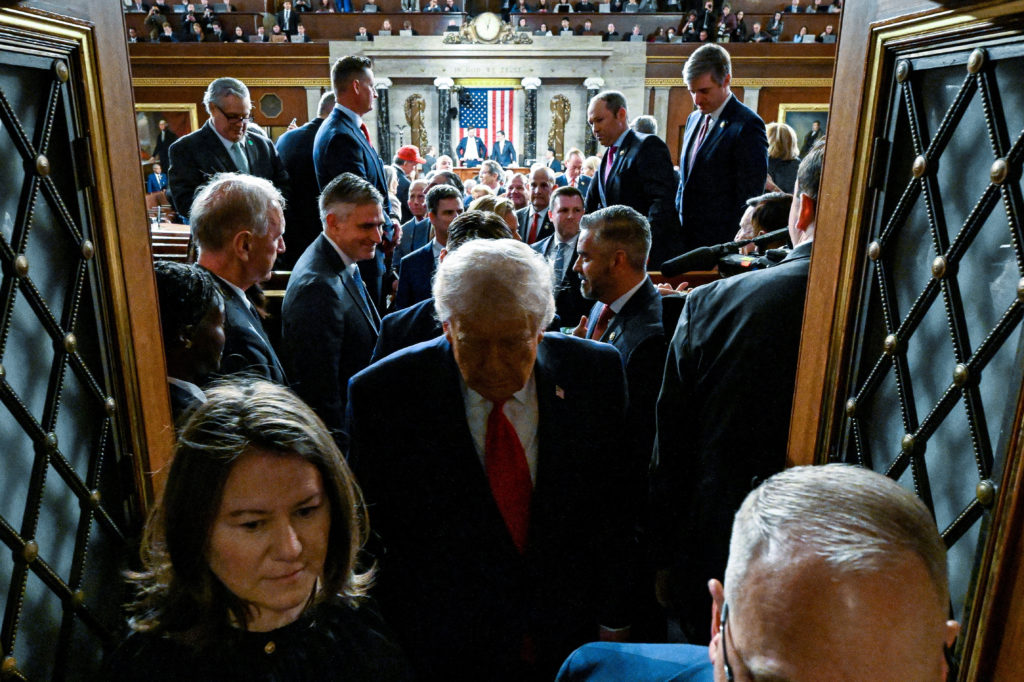 President Donald Trump delivers the State of the Union address at the U.S. Capitol in Washington, D.C.