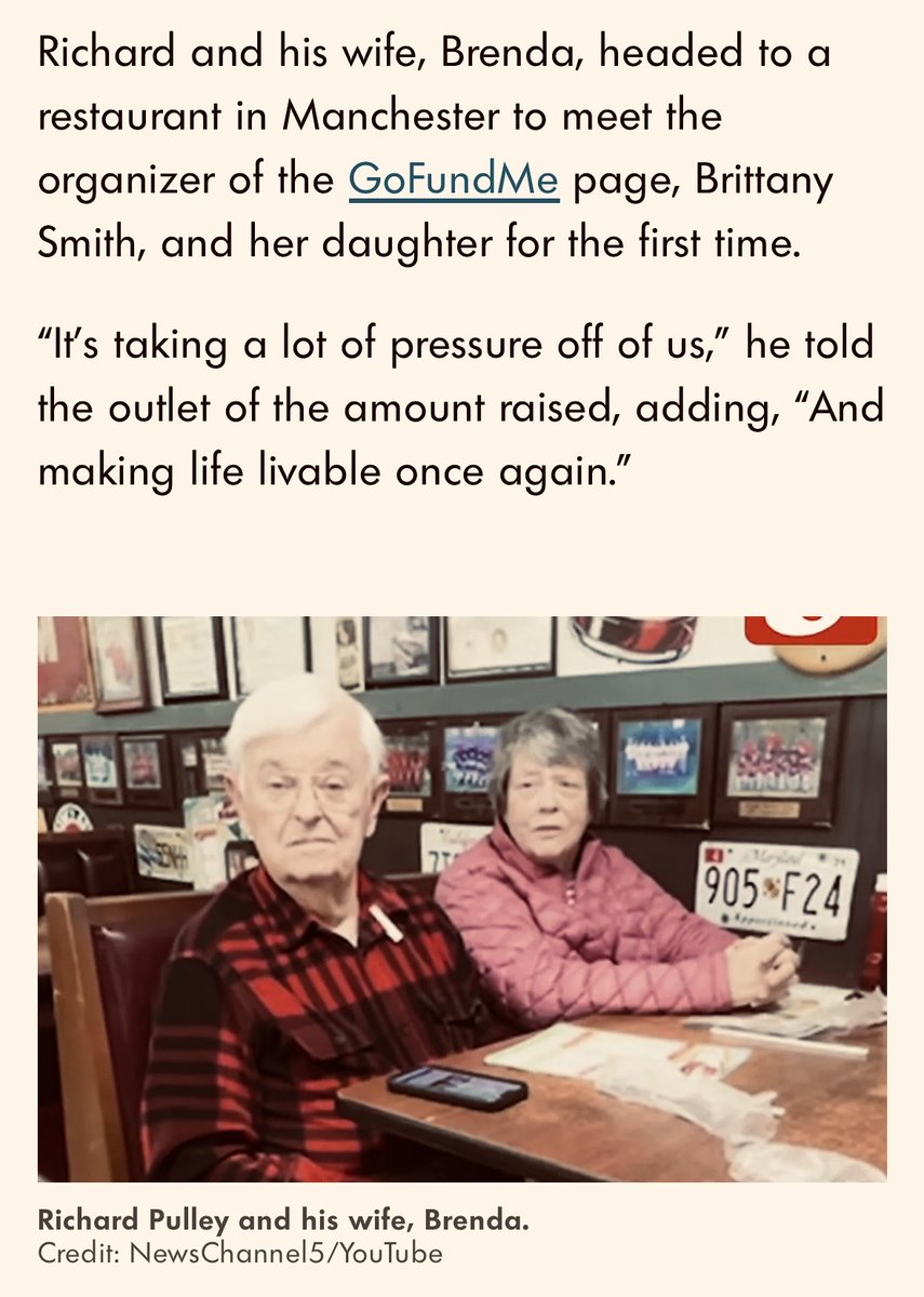 Richard Pulley and his wife, Brenda, pictured in a social media post about the viral GoFundMe campaign.