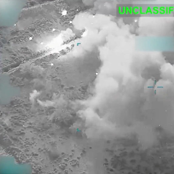 Left: A screengrab from a video released by U.S. Central Command (CENTCOM), which accompanied a press release describing the operation dubbed "Epic Fury", an attack by the United States and Israel on Iran, shows smoke and dust rising following an explosion at an unknown location, in this image obtained from social media released on February 28, 2026. Screengrab by US CENTCOM via X via Reuters - U.S. Central Command (CENTCOM)