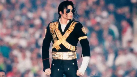 Michael Jackson performing at the Super Bowl XXVII halftime show in 1993