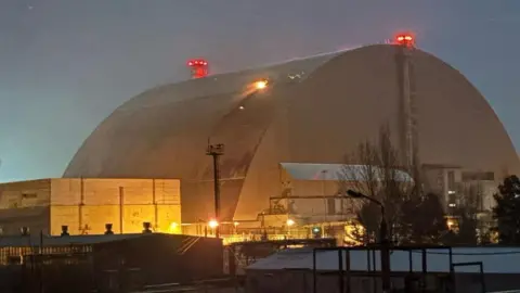 Chernobyl's reactor 4 shield burning after a 2025 drone strike