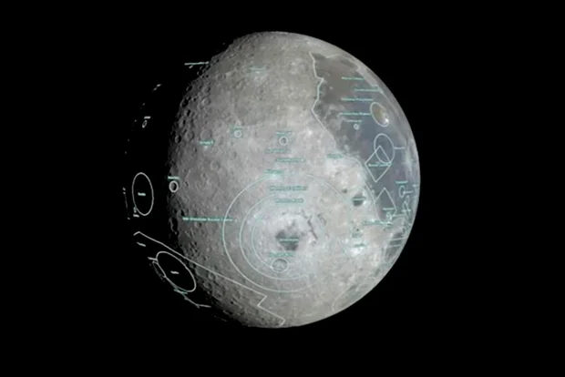 NASA map marking two small craters the Artemis II crew proposed naming Integrity and Carroll on the Moon's far side.