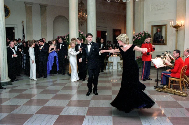 Princess Diana dances with John Travolta at the White House in 1985