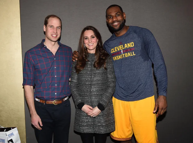 Prince William and Catherine meet LeBron James at a Brooklyn Nets game in 2014